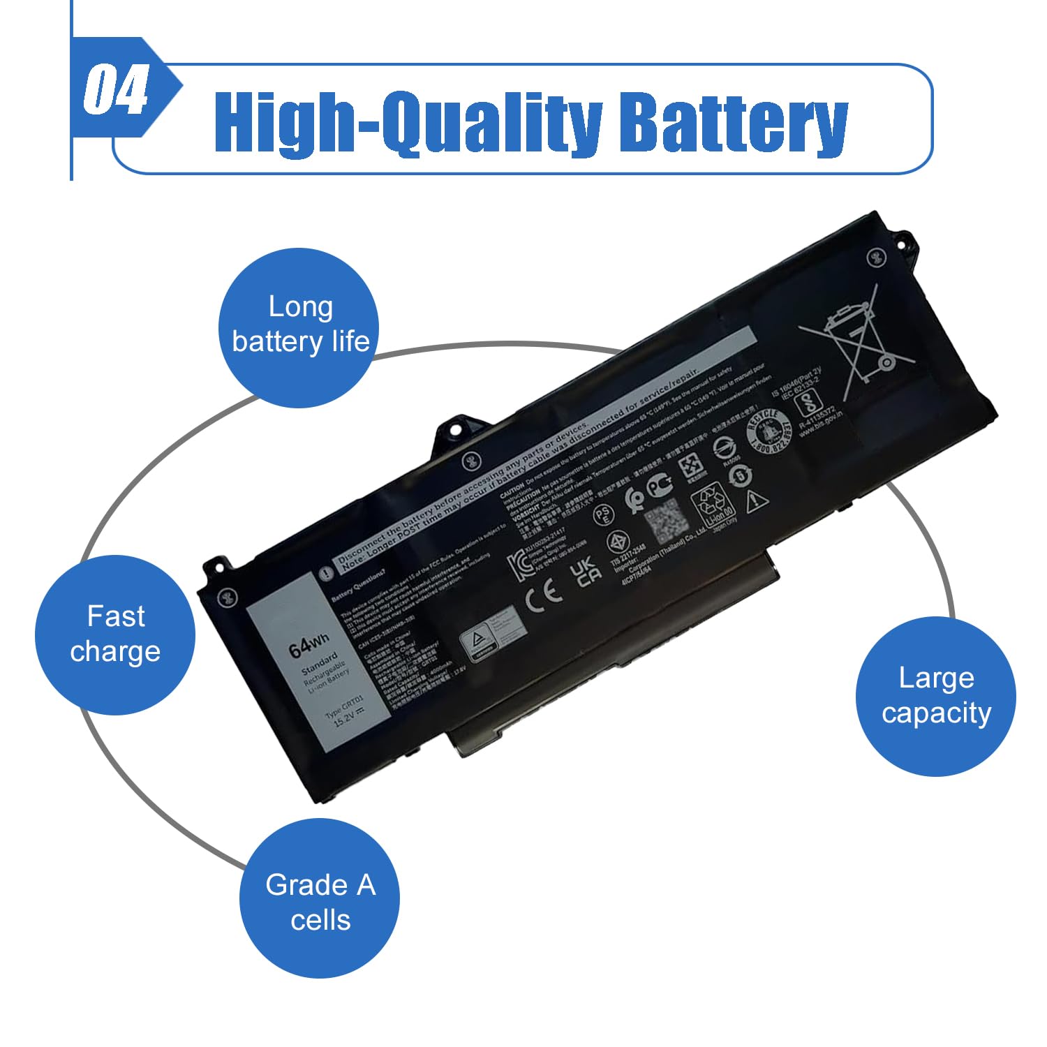 Amazon.com: GRT01 64Wh Laptop Battery Replacement for Dell